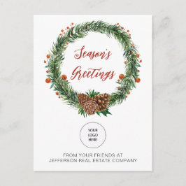 Holly Pine Wreath Company ロゴ ビジネス シーズンポストカード
