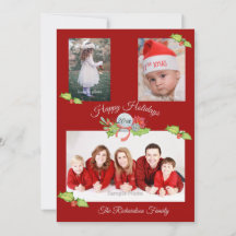 Holly Poinsettiaスノーグローブ赤パーソナライズされた写真