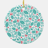 Holly Redリボンの枝の写真カスタム。 セラミックオーナメント (裏面)