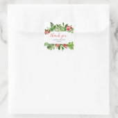 Holly Red Berry Christmas'結婚s Thank You スクエアシール (バッグ)
