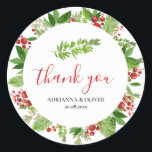 Holly Red Berry Christmas'結婚s Thank You ラウンドシール<br><div class="desc">Holly Red Berry Christmas'結婚s Thank You</div>