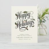 Holly Script Elegant Professional Business Happy シーズンカード (スタンド正面)