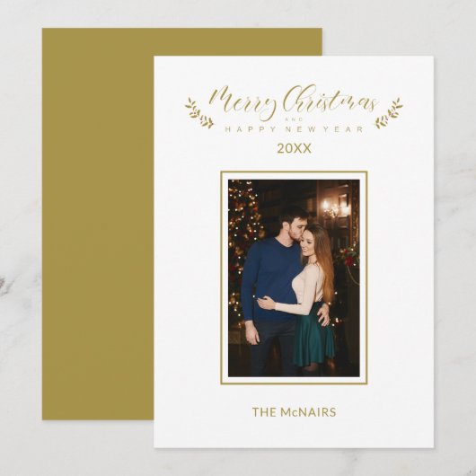 Holly Simple Elegant Chic Christmas Photo Family (正面/裏面)