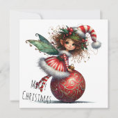Holly-Topped Fairy on Ornament – Holiday Card (正面)
