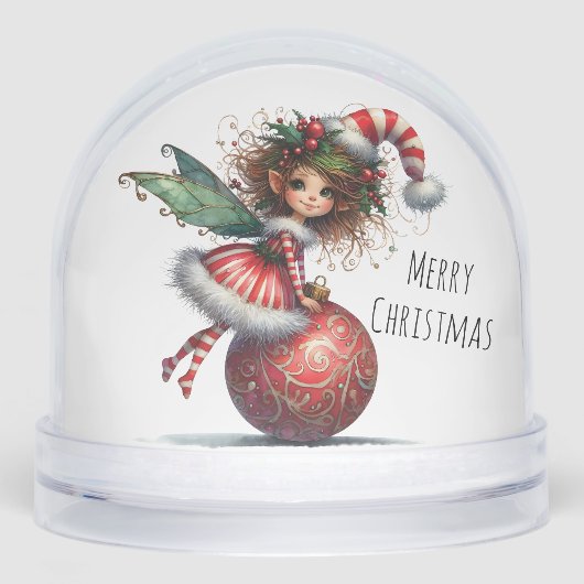 Holly-Topped Fairy on Ornament Snow Globe (正面)