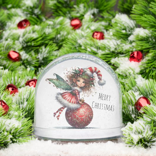 Holly-Topped Fairy on Ornament Snow Globe (クリスマス)