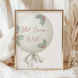 Holly Vintage Balloon Birthday Hot Cocoa Bar ポスター
