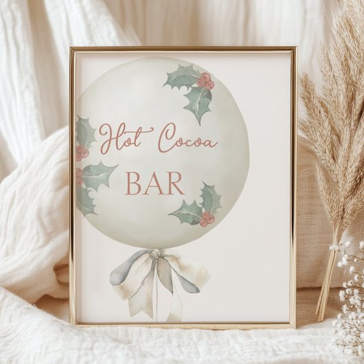 Holly Vintage Balloon Birthday Hot Cocoa Bar ポスター