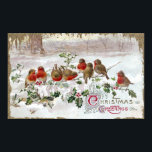 Holly Vintage Christmasの英語ロビンズ8つ ポスター<br><div class="desc">クリスマスの挨拶1912年のヴィンテージのクリスマスハガキの雪の中のホリーの枝に8つの英語のロビンが止まっている。</div>
