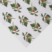 Holly with Red Berries on Ivory Background 薄葉紙 (詳細)