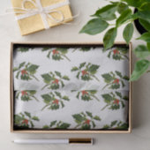 Holly with Red Berries on Ivory Background 薄葉紙 (ギフト)