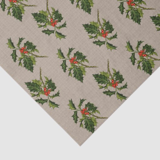Holly with Red Berries on Natural Background 薄葉紙 (詳細)