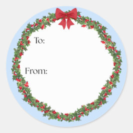 Holly Wreath Gift Sticker ラウンドシール