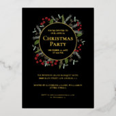 Holly Wreath Gold Foil Corporate Christmas party  箔シーズンカード (正面)