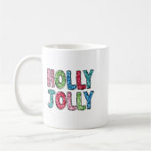 Holly Xmas Jolly Vibes Groovy Retro Hipe Christmas コーヒーマグカップ (左)