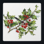 HollyBerries 001 スクエア壁時計<br><div class="desc">Graphic of some holly berries in vintage style</div>