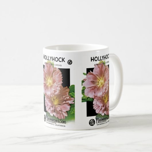 Hollyhockのヴィンテージの種の包み コーヒーマグカップ (正面右)