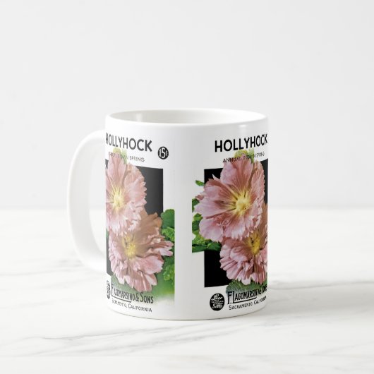 Hollyhockのヴィンテージの種の包み コーヒーマグカップ (正面左)