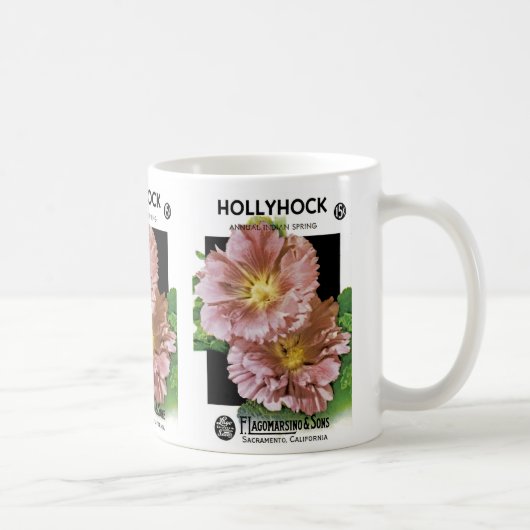 Hollyhockのヴィンテージの種の包み コーヒーマグカップ (右)