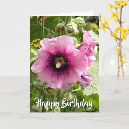 HOLLYHOCKの花 カード (黄色い花)