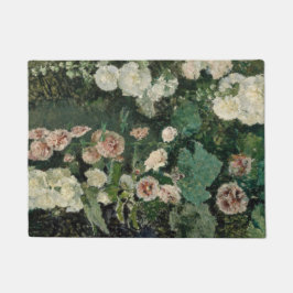 Hollyhockバラ花(by Maria Fortuny) ドアマット