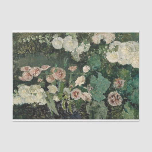 Hollyhockバラ花(by Maria Fortuny) 薄葉紙 (正面)