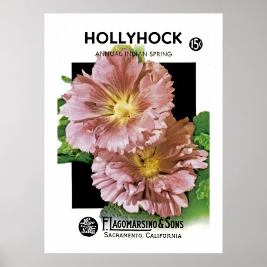 Hollyhockヴィンテージシードパケット ポスター (正面)