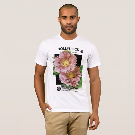 Hollyhockヴィンテージシードパケット Tシャツ (正面フル)