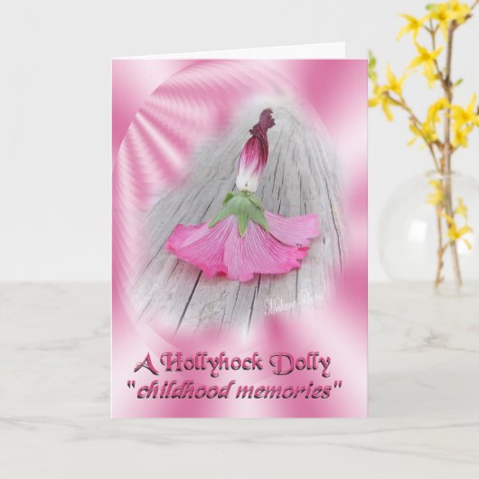 "Hollyhock人形" カード (黄色い花)