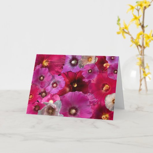 Hollyhock Blossom Collage カード (黄色い花)