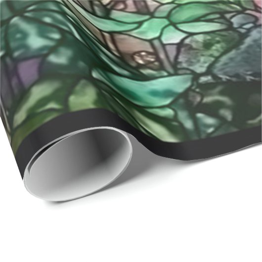 Hollyhocksのヴィンテージの花のTiffanyのステンドグラス ラッピングペーパー (ロールコーナー)