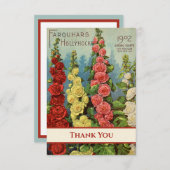 Hollyhocksレッドピーチイエロークリーム1902シードパケット サンキューカード (正面/裏面)