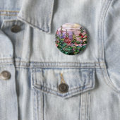 Hollyhocksヴィンテージフローラティファニーステンドグラス 缶バッジ (インサイチュ)