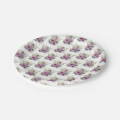 Hollyhocks and Blue Flowers with Bumble BEES ペーパープレート (アングル)