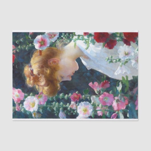 Hollyhocks and Sunlight Charles Curran 薄葉紙 (正面)