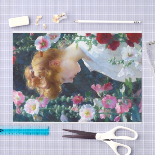 Hollyhocks and Sunlight Charles Curran 薄葉紙 (クラフト)