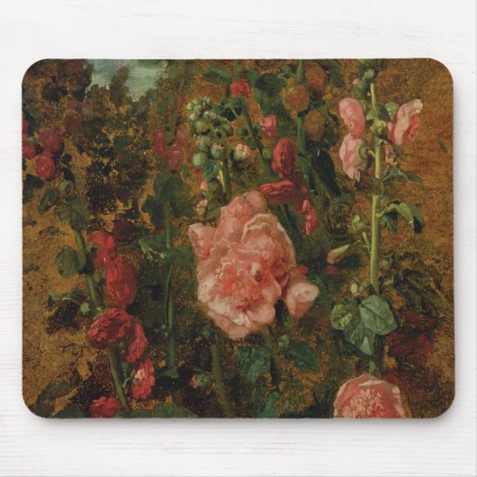 Hollyhocks、c.1826 (油船上に)の勉強 マウスパッド (正面)