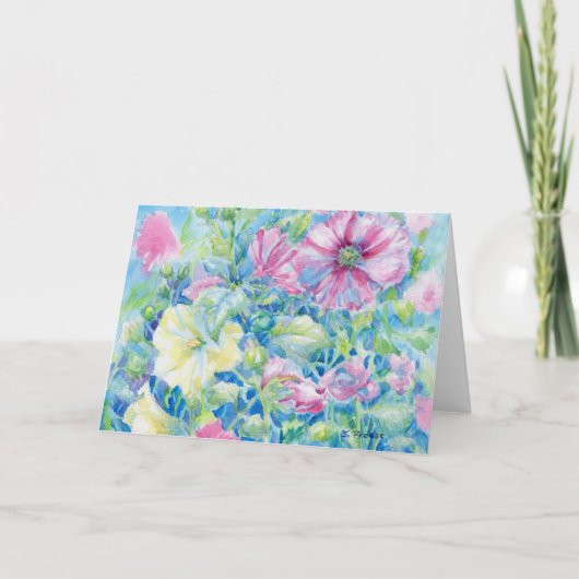 Hollyhocks IIIノートカ空白のード サンキューカード (正面)