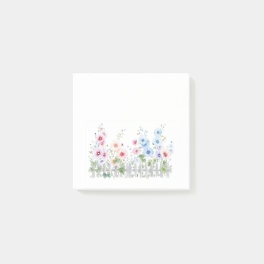 Hollyhocks & Rustic Wood Fence  ポストイット (正面)