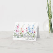 Hollyhocks & Rustic Wood Fence Folded ノートカード (正面)