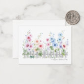 Hollyhocks & Rustic Wood Fence Watercolor Flat ノートカード (正面/裏面インサイチュ)