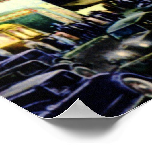 Hollywood California Hollywood Boulevard Night ポスター (角)