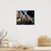 Hollywood California Hollywood Boulevard Night ポスター (キッチン)