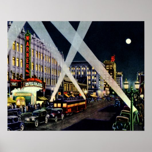 Hollywood California Hollywood Boulevard Night ポスター (正面)