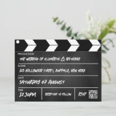Hollywood Cinematic Film Clapperboard Wedding 招待状 (スタンド正面)