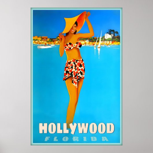 Hollywood Florida Broward County Travel Poster ポスター (正面)