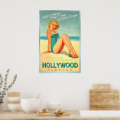 Hollywood Florida Gold Coast Pin Up Travel Poster ポスター (キッチン)