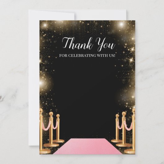 Hollywood Glam Birthday Party Thank You Card サンキューカード (正面)