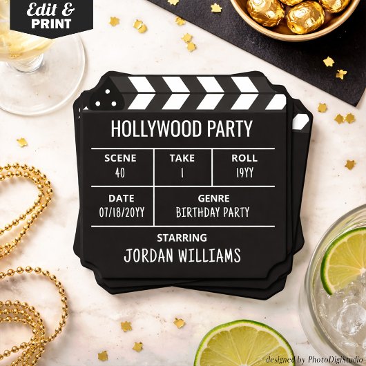 Hollywood Party Coasters, Custom Clapperboard  ペーパーコースター