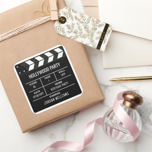 Hollywood Party Stickers, Custom Birthday スクエアシール (ギフト)
